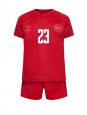 Dánsko Pierre-Emile Hojbjerg #23 Domácí dres pro děti MS 2022 Krátký Rukáv (+ trenýrky)